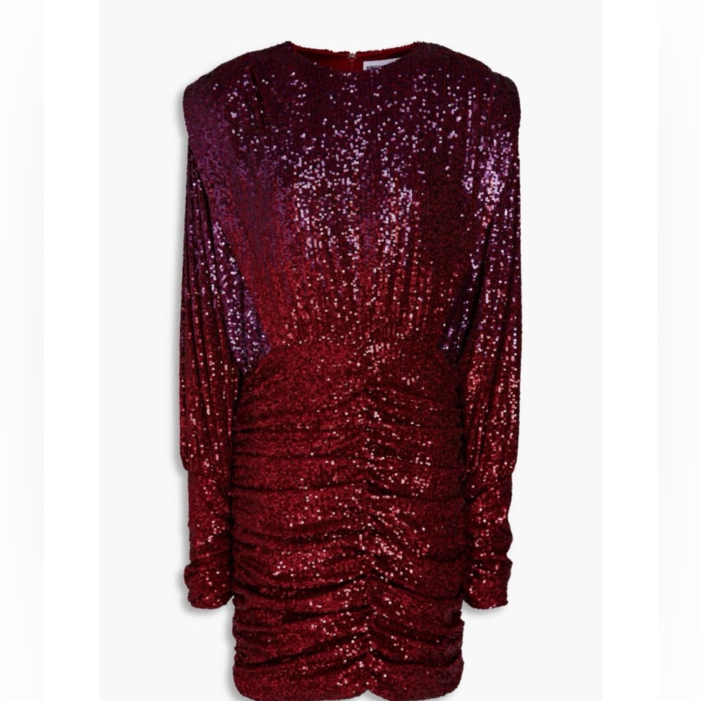 REBECCA VALLANCE Nikita ruched sequined tulle mini dress